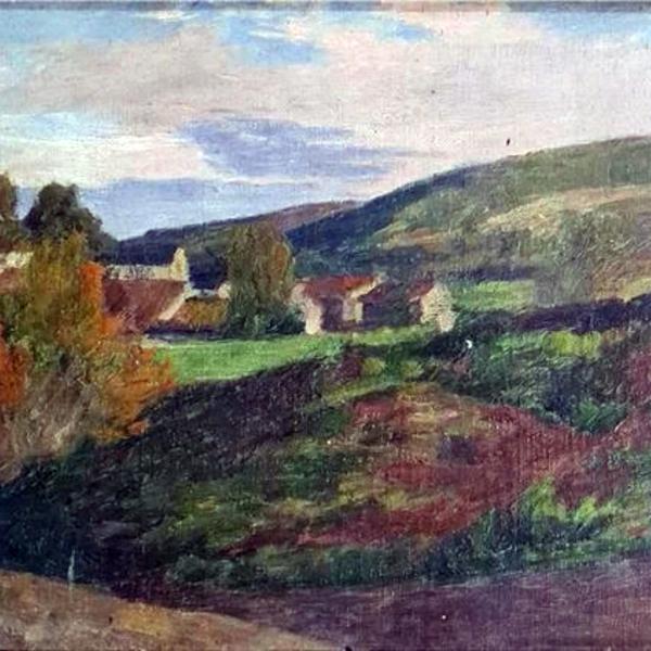 Peintres de l'école de Crozant Agard Jean Charles Jean Charles Agard - Village en automne, Creuse custom text