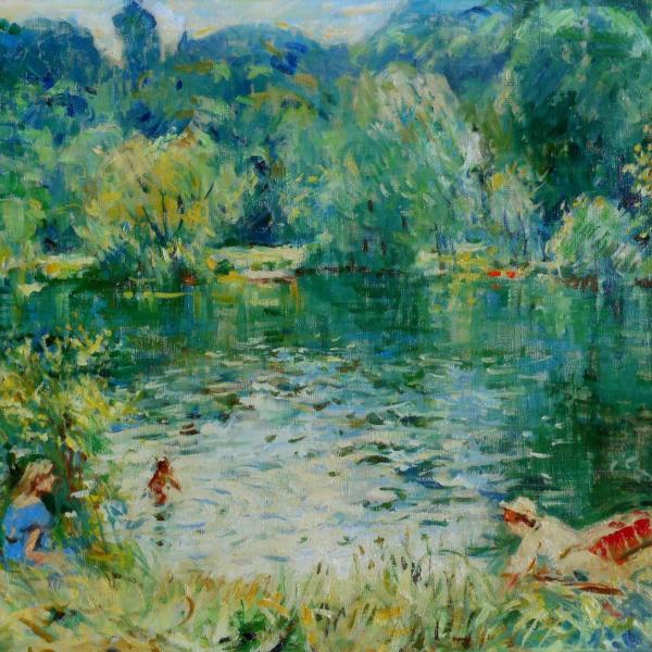 Peintres de l'école de Crozant Agostini Max Max Aggostini - Baignade dans la Creuse à Gargilesse custom text