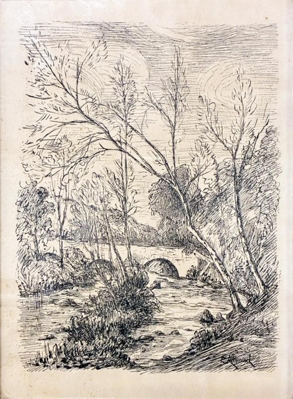 Peintres de l'école de Crozant Alluaud Eugène Eugène Alluaud - Pont charraud, Crozant custom text