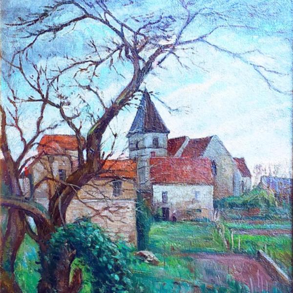 Peintres de l'école de Crozant Alluaud Eugène Alluaud Eugène - L'Eglise de Crozant custom text