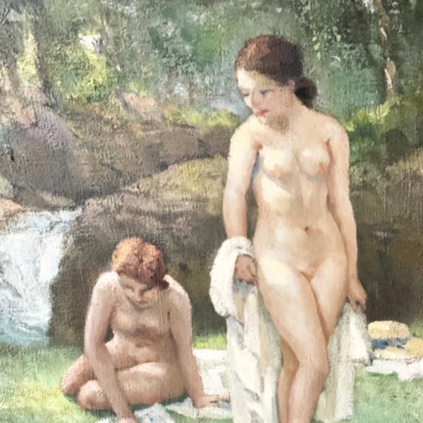Peintres de l'école de Crozant Balmigère Paul Balmigere Paul - Nu dans un paysage custom text