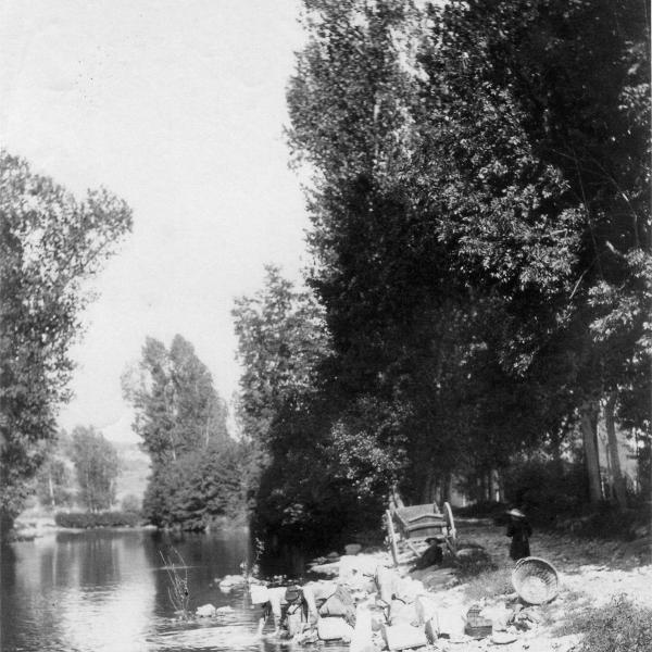 Peintres de l'école de Crozant de Clugny Charles Charles de Clugny - Lavandières. Bords de Creuse custom text