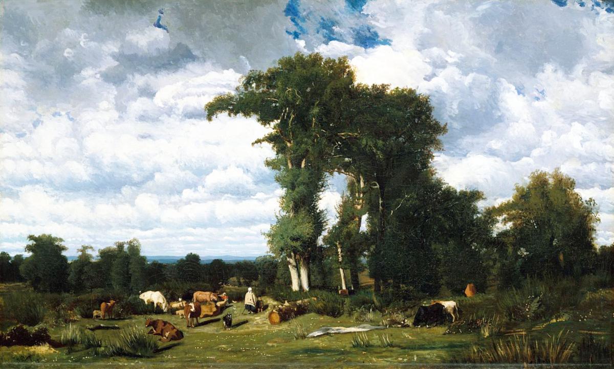 Peintres de l'école de Crozant Dupré Jules Jules Dupré - Paysage avec bétail du Limousin custom text