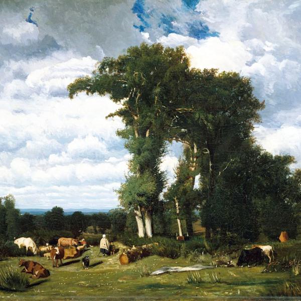 Peintres de l'école de Crozant Dupré Jules Jules Dupré - Paysage avec bétail du Limousin custom text