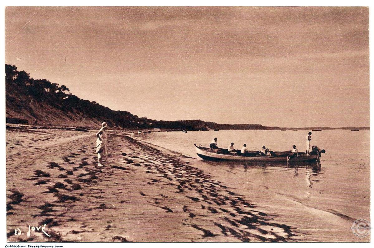 Peintres de l'école de Crozant Jové Jean Jean Jové - CAP-FERRET 1932 - La plage a la dune franque custom text