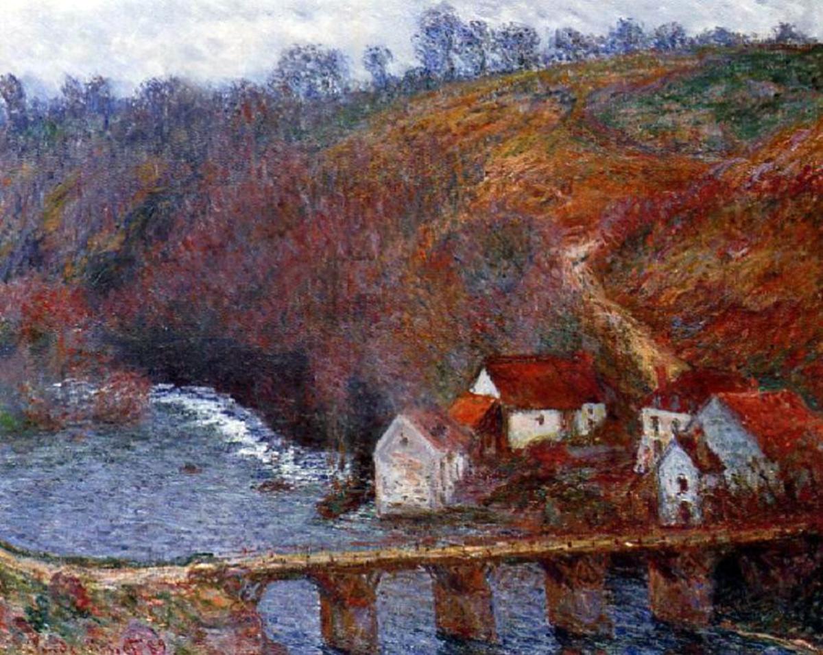 Peintres de l'école de Crozant Monet Claude Claude Monet - La Grande Creuse au pont de Vervy custom text