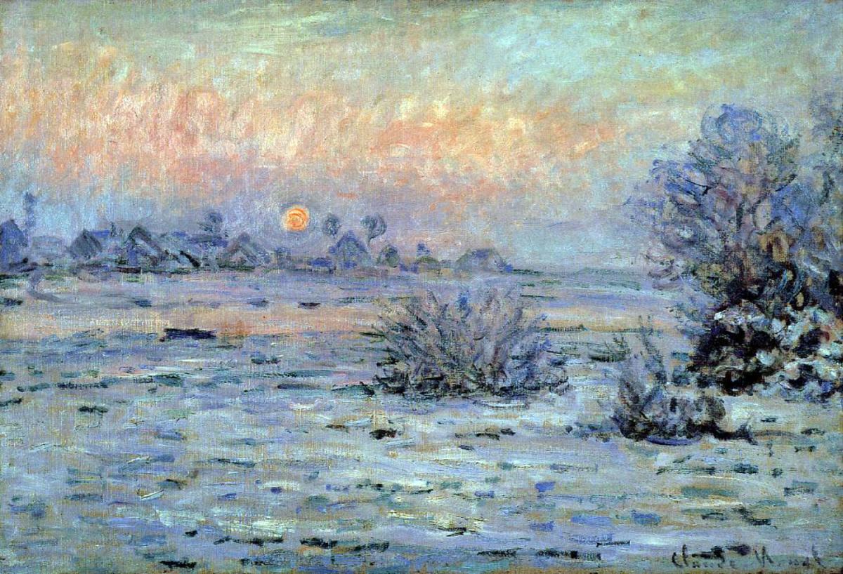 Peintres de l'école de Crozant Monet Claude Claude Monet - Soleil d'hiver à Lavacourt custom text