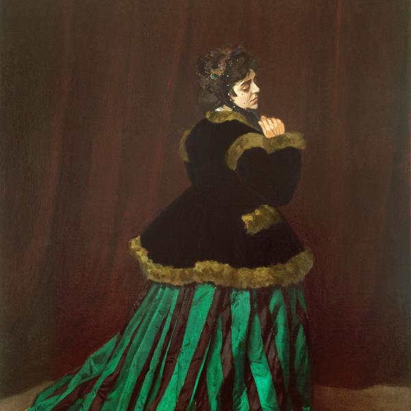 Peintres de l'école de Crozant Monet Claude Claude Monet - La femme en  robe verte custom text