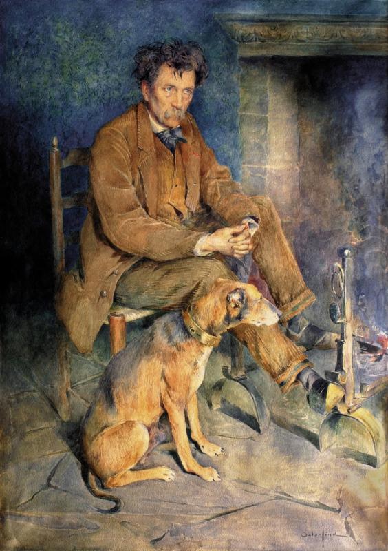 Peintres de l'école de Crozant Osterlind Anders Allan Osterlind - Rollinat et son chien Pluton custom text