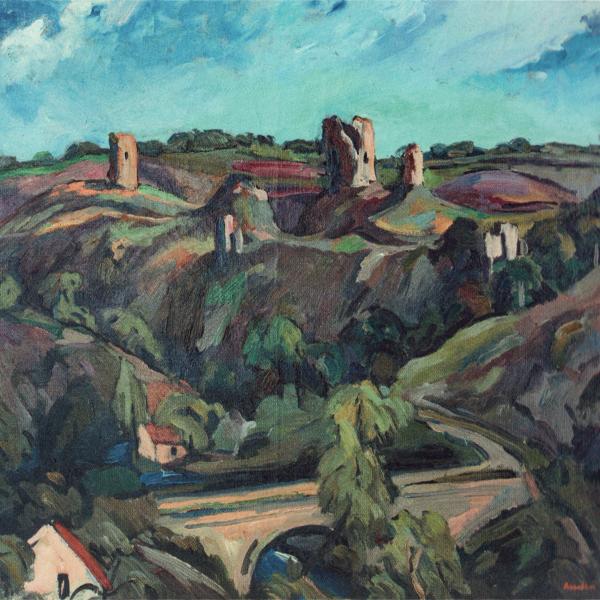 Peintres de l'école de Crozant Osterlind Anders Anders Osterlind - Le pont sur la Sédelle et ruines de Crozant custom text