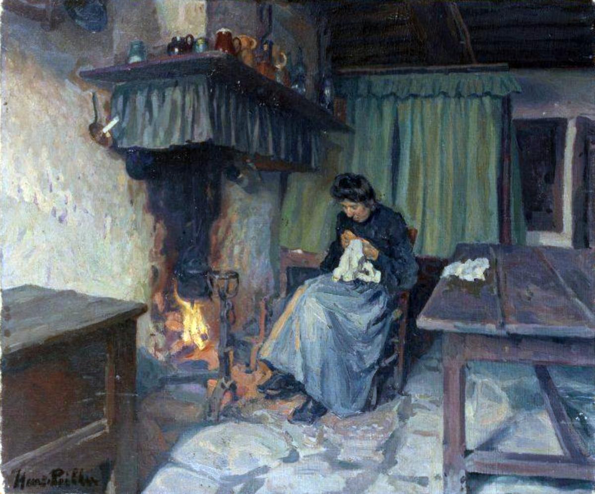 Peintres de l'école de Crozant Pailler Henri Henri Pailler - Femme a son ouvrage custom text