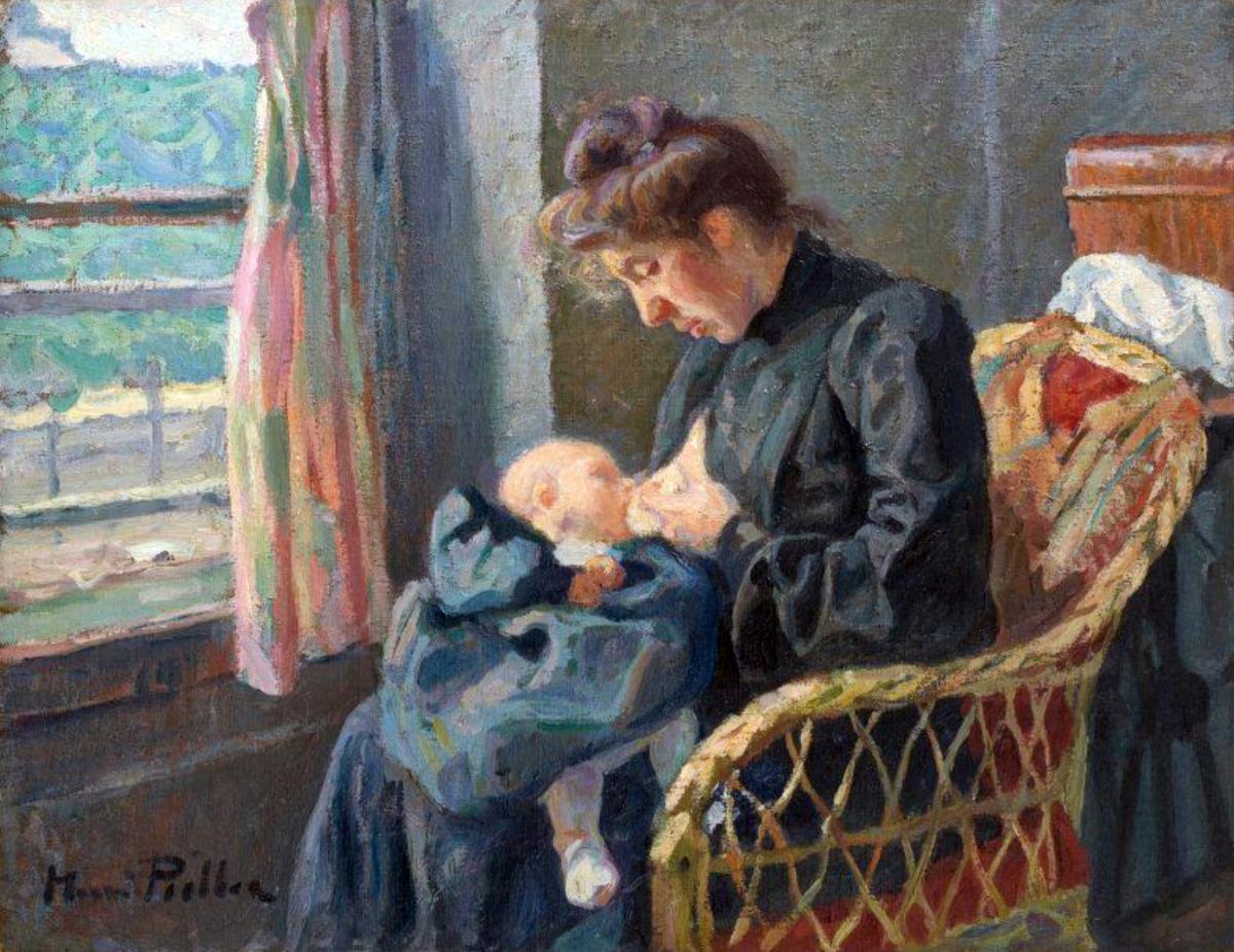 Peintres de l'école de Crozant Pailler Henri Henri Pailler - Femme et enfant custom text