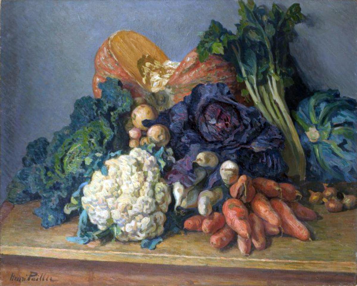 Peintres de l'école de Crozant Pailler Henri Henri Pailler -  Nature morte aux légumes custom text