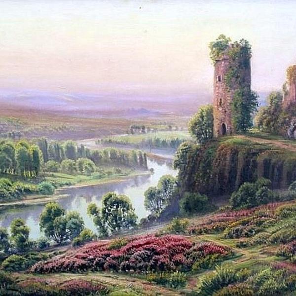 Peintres de l'école de Crozant Anglade Gaston Gaston Anglade - La Creuse aux ruines de Crozant- custom text