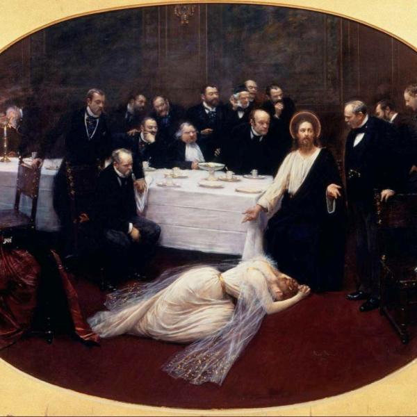 Peintres de l'école de Crozant Béraud Jean Jean Béraud - La madeleine chez le pharisien custom text