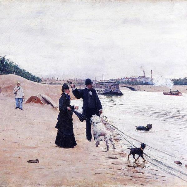 Peintres de l'école de Crozant Béraud Jean Jean Béraud. Les berges de la Seine custom text