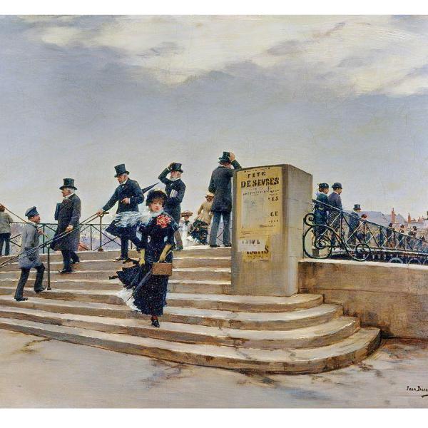 Peintres de l'école de Crozant Béraud Jean Jean Béraud. Une journée venteuse sur le Pont des Arts custom text