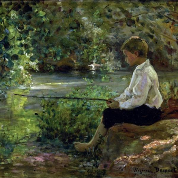 Peintres de l'école de Crozant Demont-Breton Virginie Demont-Breton Virginie - L'enfant à la pêche custom text