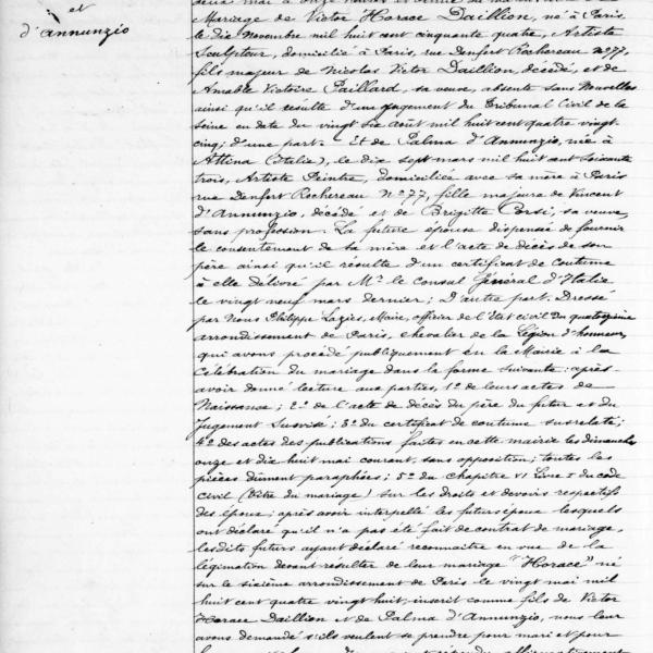 Peintres de l'école de Crozant Documents Acte de mariage Daillion 1890 custom text