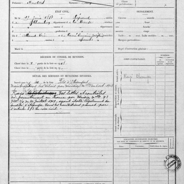 Peintres de l'école de Crozant Documents Anders Osterlind - Fiche militaire.jpg custom text