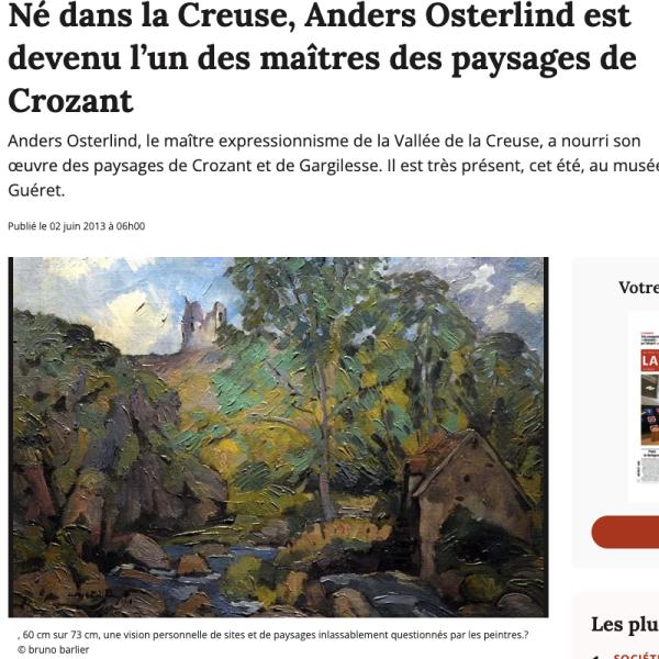 Peintres de l'école de Crozant Documents Né dans la Creuse, Anders Osterlind est devenu l’un des maîtres des paysages de Crozant custom text