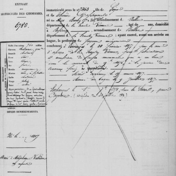 Peintres de l'école de Crozant Documents Condamnation de Coulaud Léger au bagne custom text