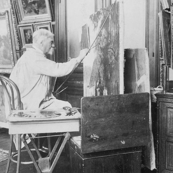 Peintres de l'école de Crozant Documents Henri Rouart - Peignant dans son atelier custom text