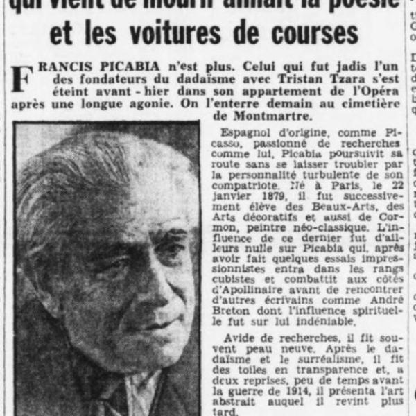 Peintres de l'école de Crozant Documents Décès de Picabia custom text
