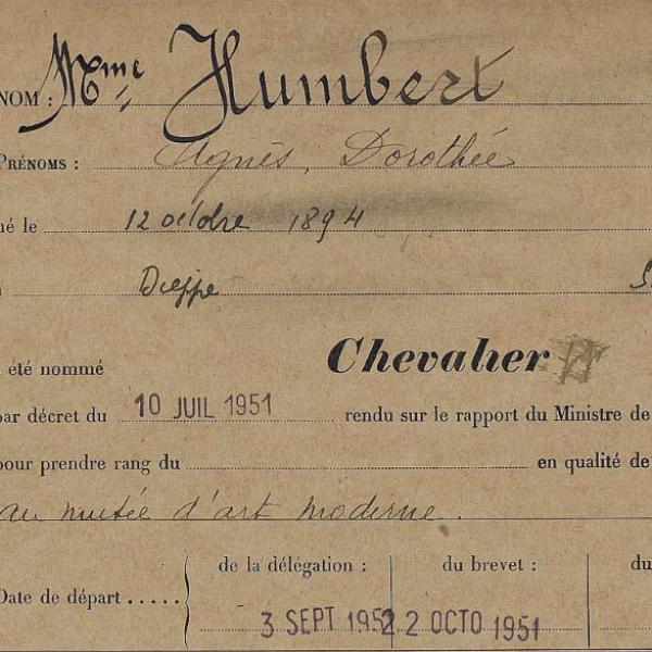 Peintres de l'école de Crozant Documents Humbert Agnès - Légion d'honneur custom text