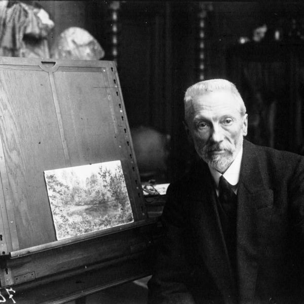 Peintres de l'école de Crozant Documents Lenoir Maurice dans son atelier custom text