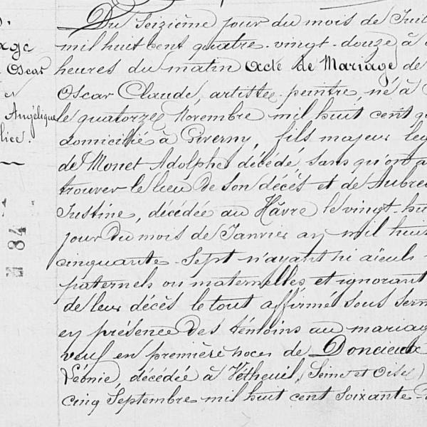 Peintres de l'école de Crozant Documents Monet mariage 1892 custom text