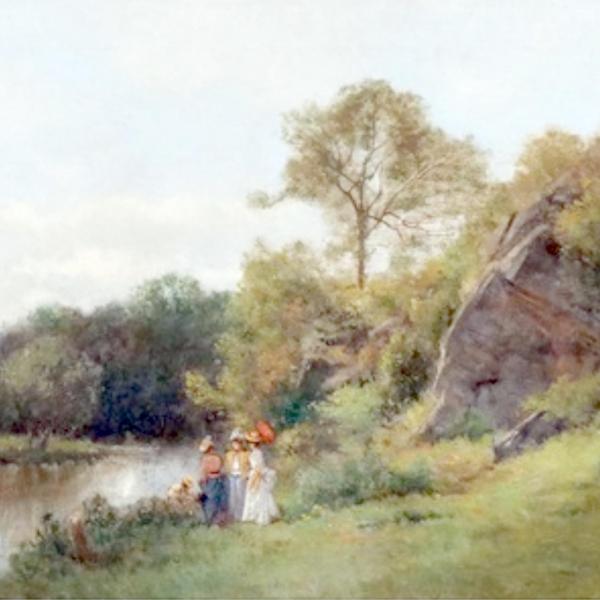 Peintres de l'école de Crozant Donzel Charles Charles Donzel - Elegantes au Bord de la Rivière custom text