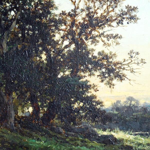 Peintres de l'école de Crozant Desjardins Louis Léon Desjardin Louis-Léon - Le châtaignier effet du soir custom text