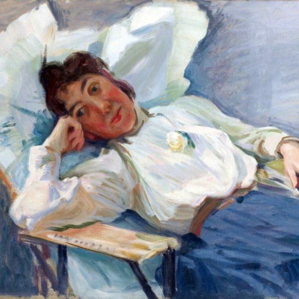 Peintres de l'école de Crozant Pailler Henri Henri Pailler - Femme sur un transat custom text