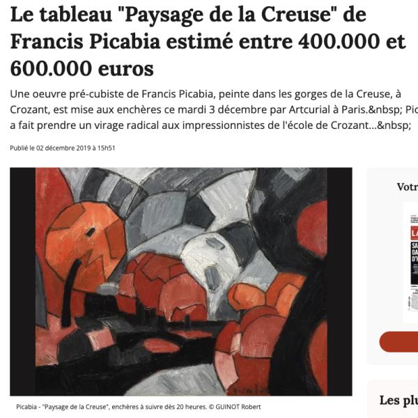 Peintres de l'école de Crozant Documents Le tableau "Paysage de la Creuse" de Francis Picabia estimé entre 400.000 et 600.000 euros custom text