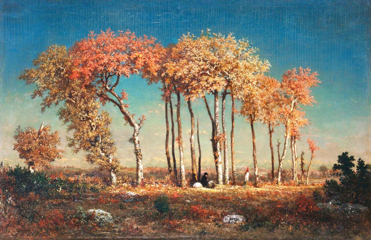 Peintres de l'école de Crozant Rousseau Théodore Théodore Rousseau - Sous les hêtres, le soir custom text