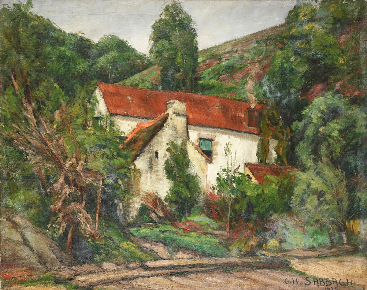 Peintres de l'école de Crozant Sabbagh Georges Hanna Georges Hanna Sabbagh - Le moulin Coutot à Crozant custom text