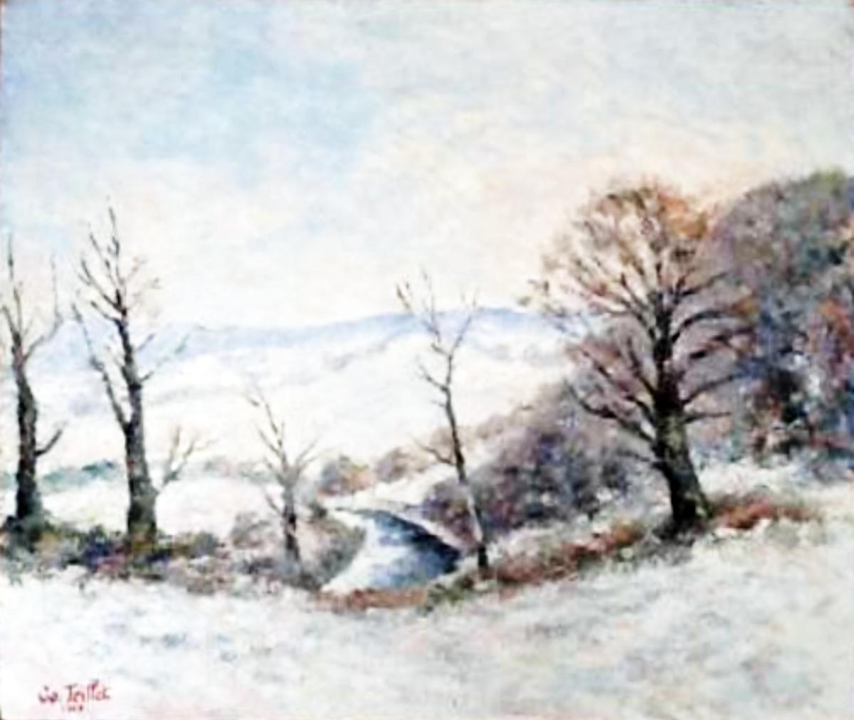 Peintres de l'école de Crozant Teillet Joseph Joseph Teillet - Neige à Crozant custom text