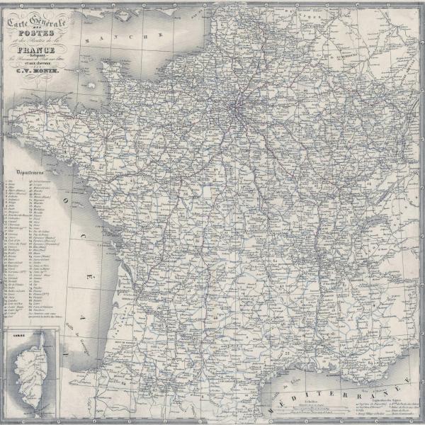 Peintres de l'école de Crozant De Tendu au Fay Carte de France des relais de poste custom text