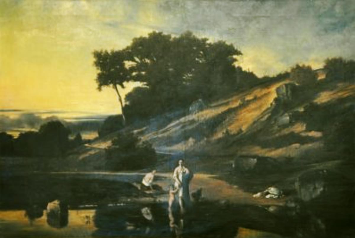 Peintres de l'école de Crozant Veillat Just Jules Veillat - Bain sur les bords de l'Indre custom text