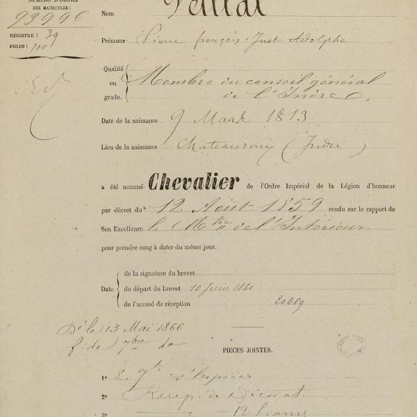 Peintres de l'école de Crozant Documents Just Veillat - Légion d'honneur custom text