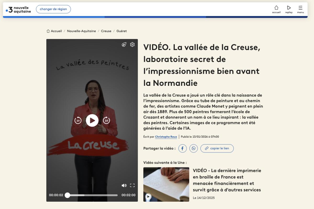 Peintres de l'école de Crozant Les vidéos La vallée de la Creuse, laboratoire secret de l’impressionnisme bien avant la Normandie custom text